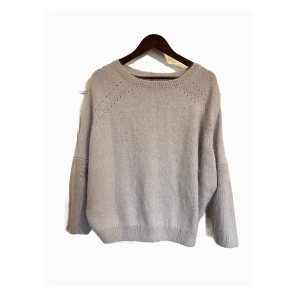 Nina Ricci Angora Wool Cashmere Oversized Pullover Sweater Fuzzy Large Gray - Picture 2 of 8